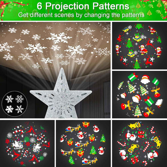 [Brand Name] Snowman Tree Topper with Ceiling Projection – Family-Safe Christmas Eve Magic, No Flame No Drips