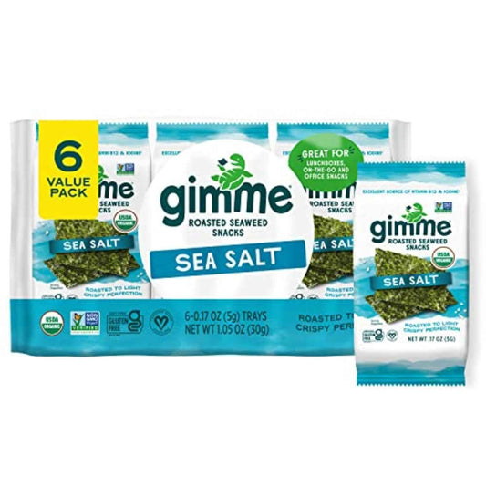 Gimme Seaweed Organic Roasted Seaweed Snacks – Healthy Lunchbox Snack for Picky Eaters, 6 Single-Serve Packs