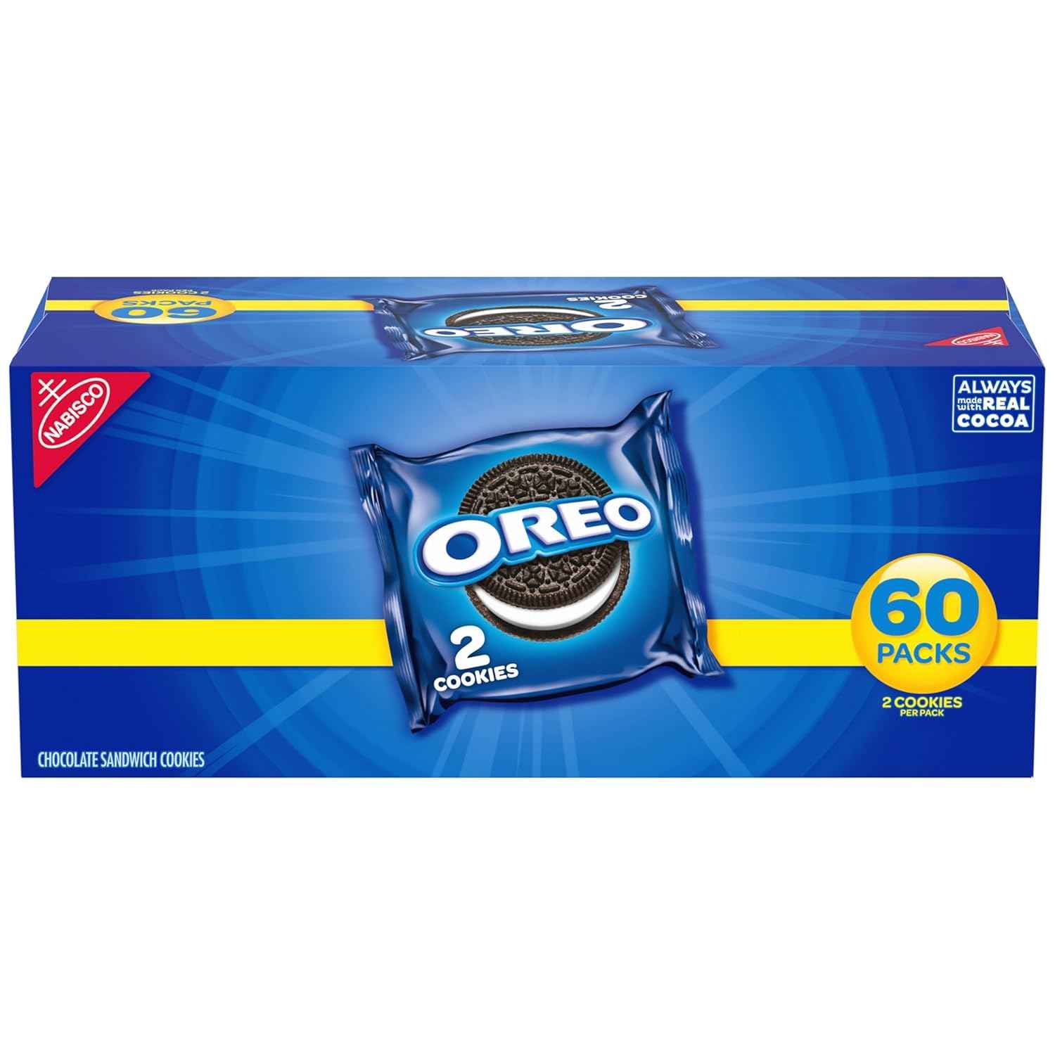 OREO Original Sandwich Cookies, 60 Individually Wrapped Snack Packs for Office Breakrooms and Pantries