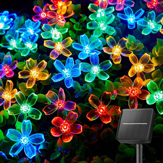 Brightown Solar Cherry Blossom String Lights – Weatherproof Backyard & Fence Lighting for Outdoor Dining and Gatherings