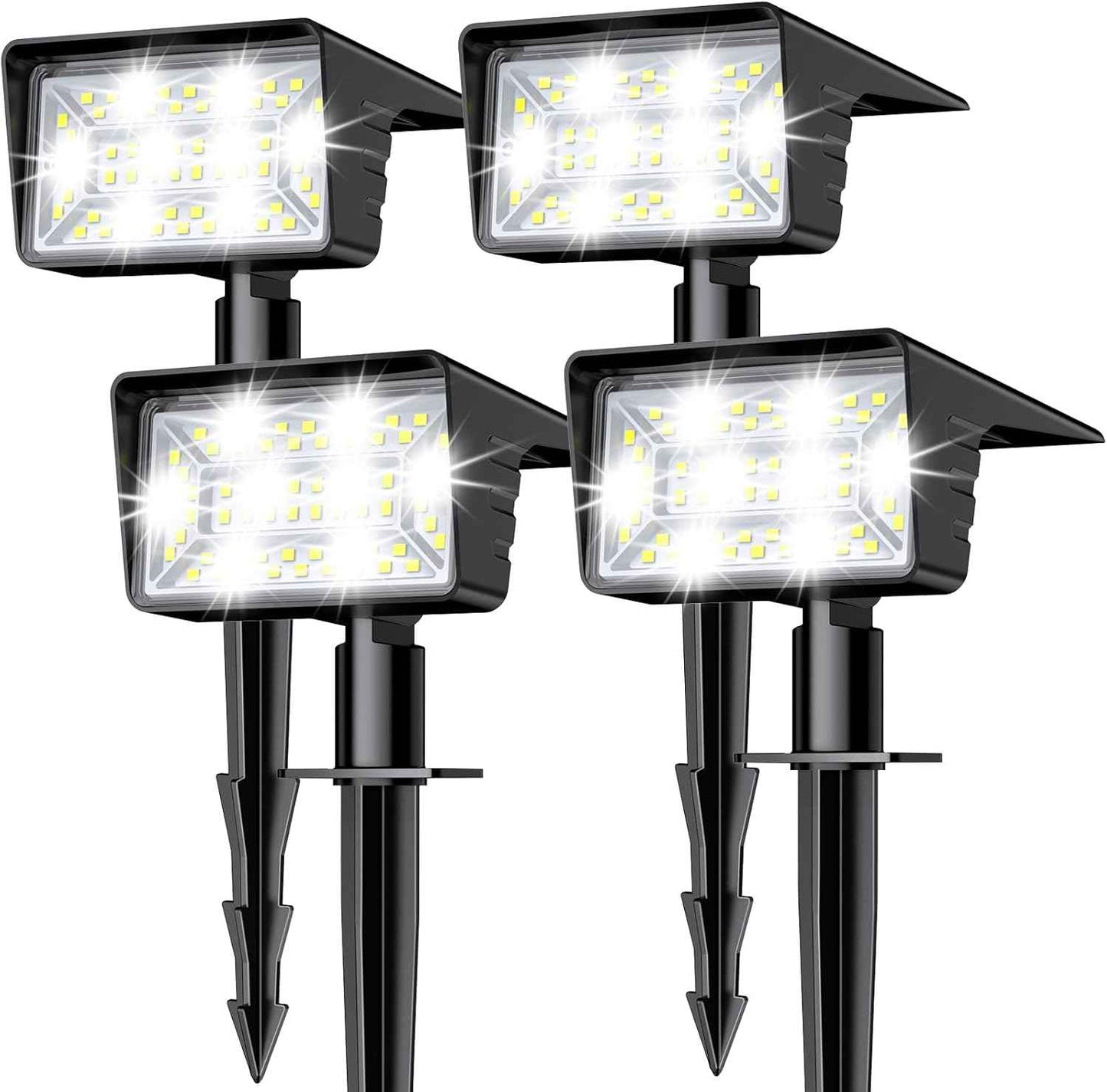 Aogek Solar Spot Lights 4 Pack — Moonlight Effect Facade Lighting for Modern Exterior Home Decor, Cool White