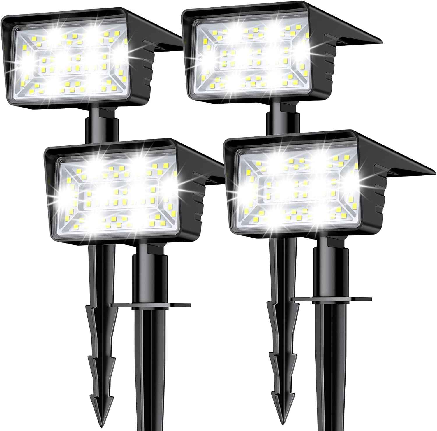 Aogek Solar Spot Lights 4 Pack — Moonlight Effect Facade Lighting for Modern Exterior Home Decor, Cool White