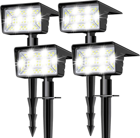 Aogek Solar Spot Lights 4 Pack — Moonlight Effect Facade Lighting for Modern Exterior Home Decor, Cool White