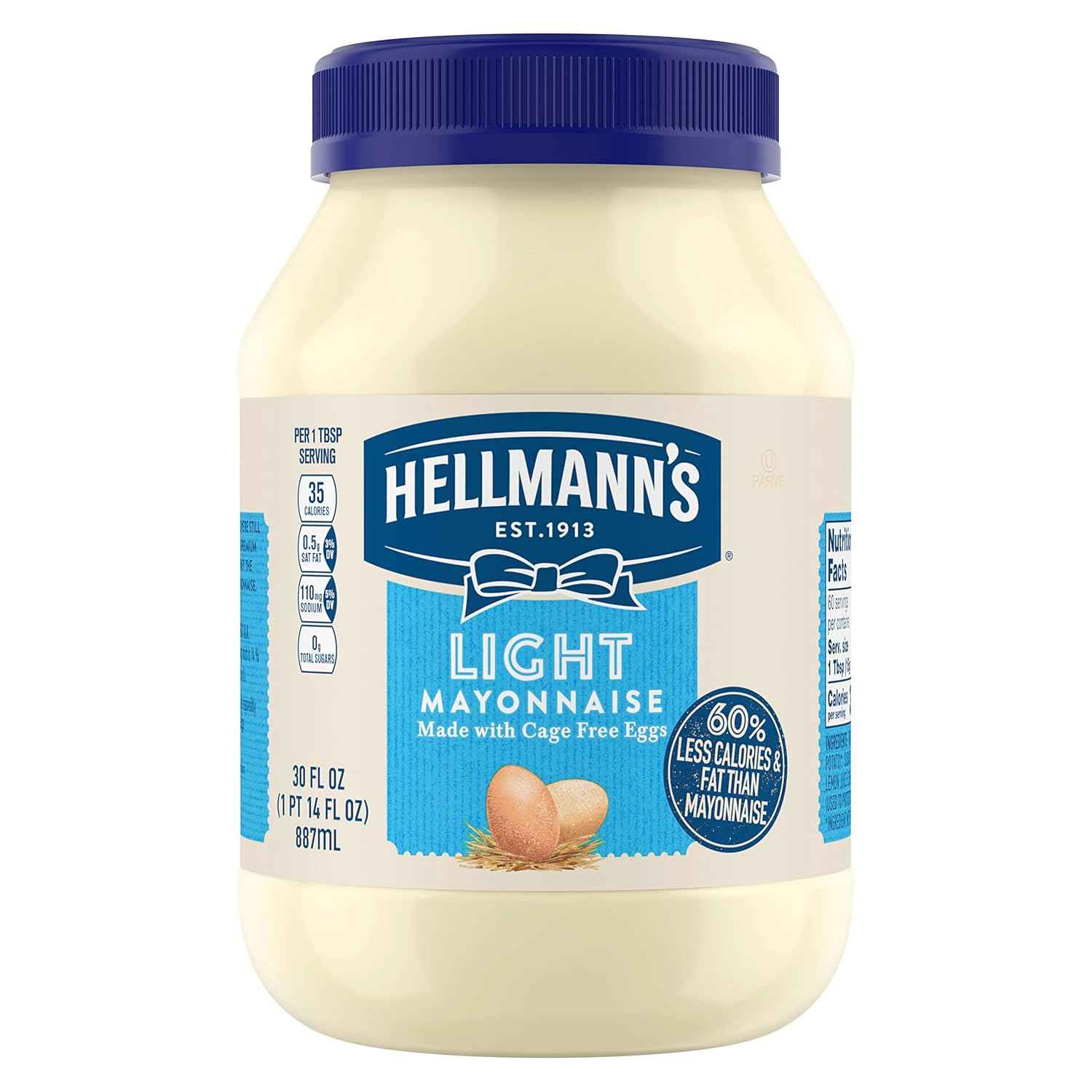 Hellmann's Light Mayonnaise – Smart Pantry Staple for Calorie-Conscious Home Cooks, Creamy Sandwich Spread
