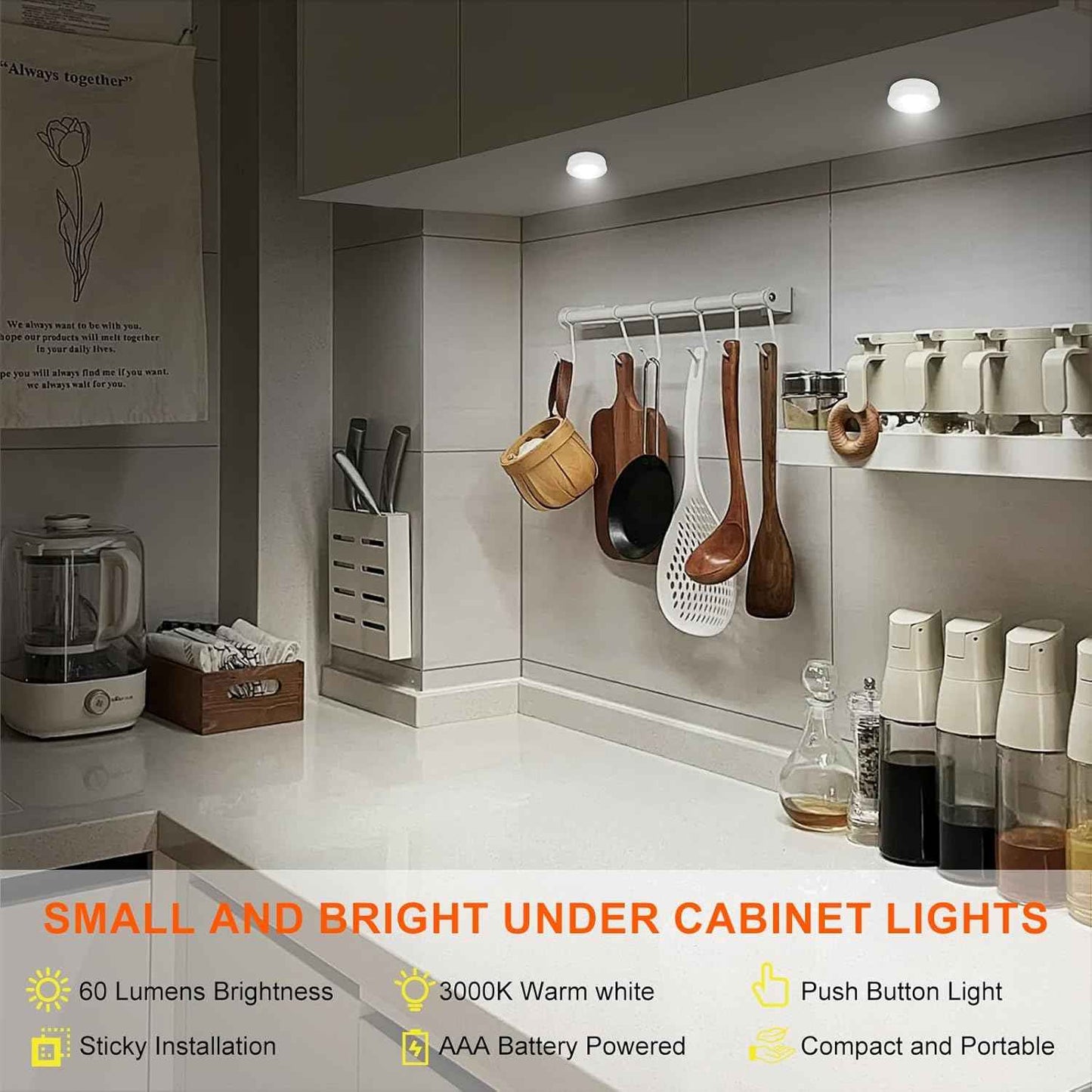 BIGMONAT LED Puck Light – Intentional Warm White Glow for Minimalist Closets and Pantries, Tool-Free Touch Mount