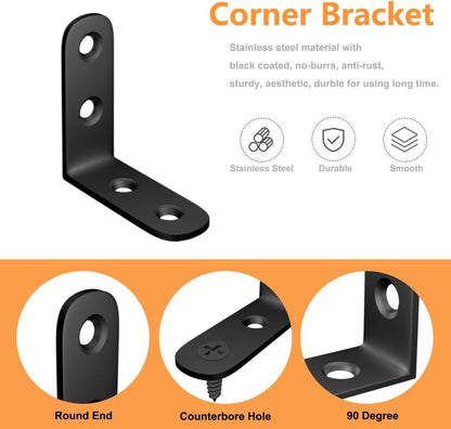 Blingstar_L_Bracket_Stainless_Steel_Corner_Brace_16_Pcs_1.57x1.57_Inch_Joint_Right_Angle_Bracket_90_Degree_Corner_Fastener_for_Wood_Furniture_Bedframe_Cabinet_Drawer_Chair,_with_64_Pcs_Screws,_Black