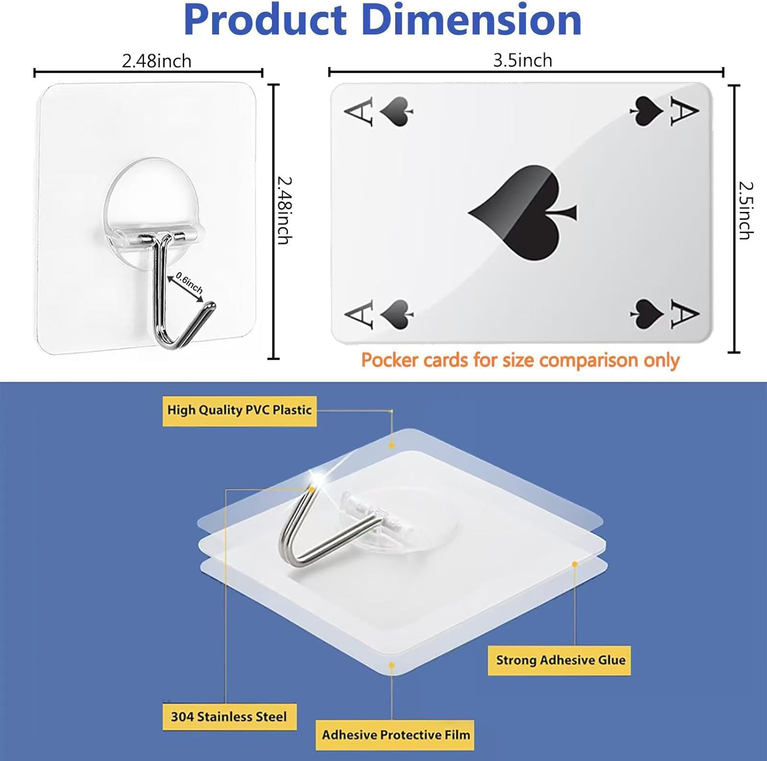 JINSHUNFA_Adhesive_Wall_Hooks_for_Hanging_Heavy_Duty_Towel_Coat_Hooks_Waterproof_Transparent_Hook_for_Bathroom_Shower_Kitchen_Keys_Door_Outdoor_Home_Improvement_Utility_Hook_8_Pack