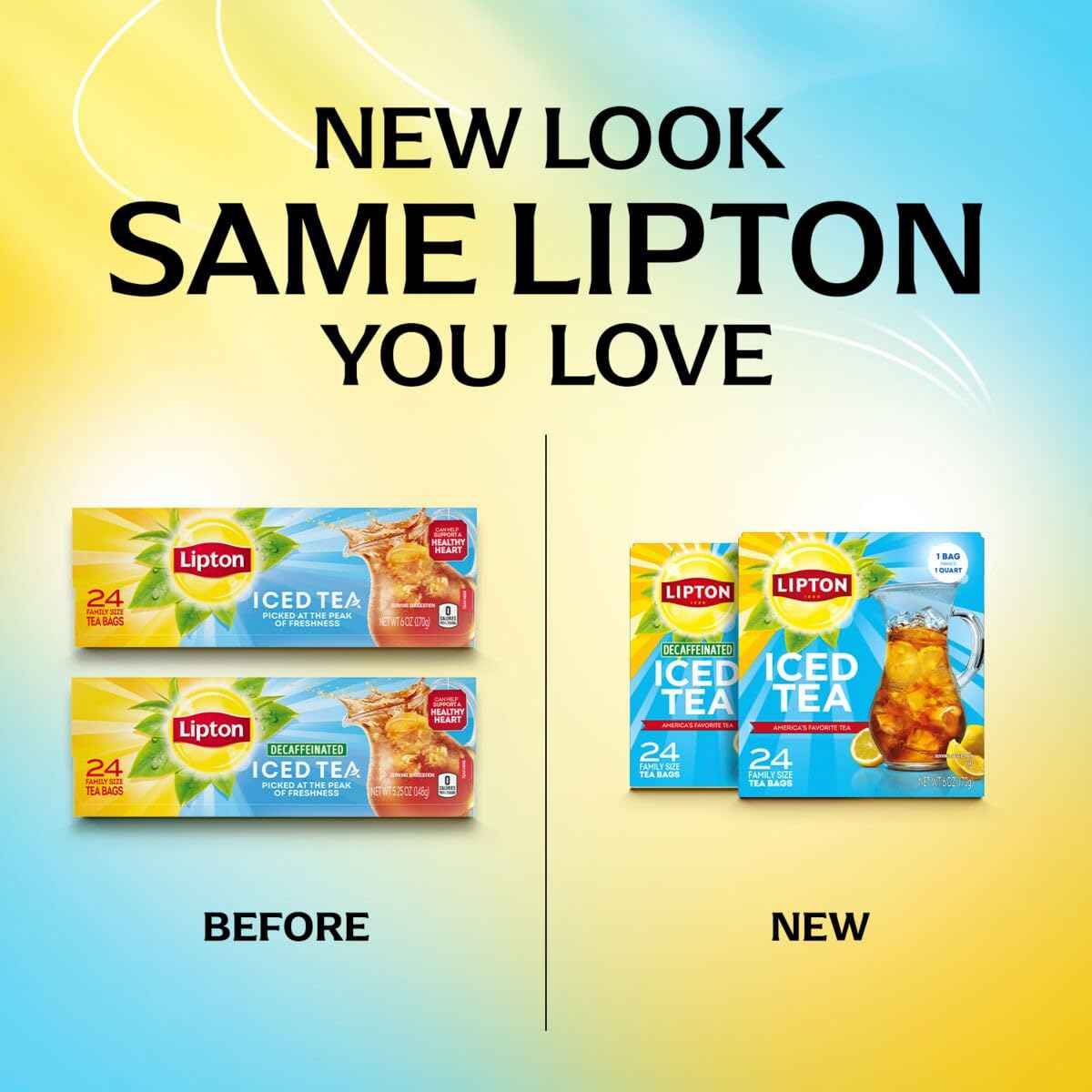 Lipton Unsweetened Iced Tea Bags, Family Size Zero Calories