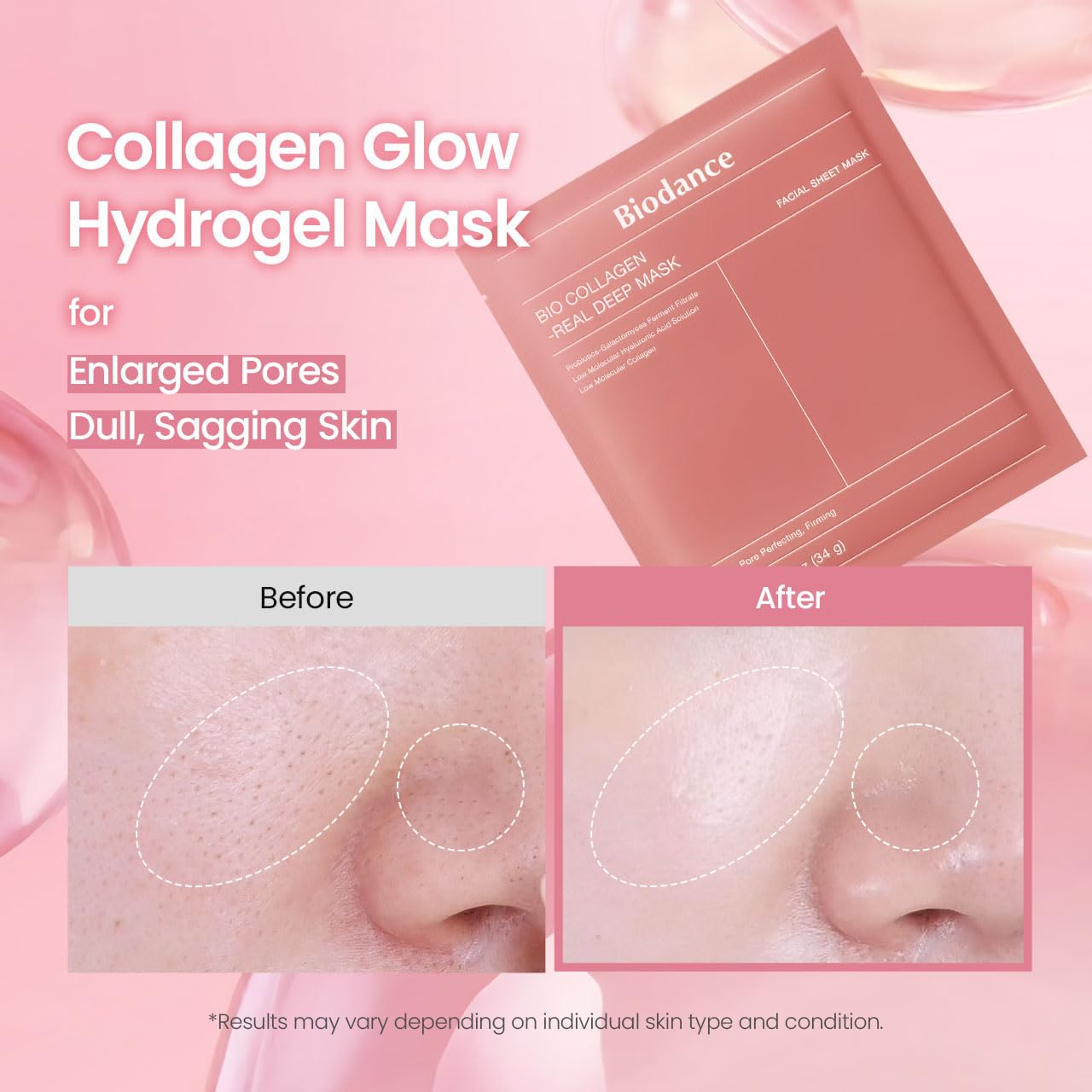 BIODANCE_Bio-Collagen_Real_Deep_Mask,_Hydrating_Overnight_Hydrogel_Face_Mask,_Pore_Minimizing,_Elasticity,_Plumping_Improvement,_Korean_Skin_Care_|_1.19oz(34g)_x_4ea