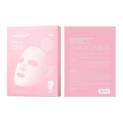 medicube PDRN Pink Tension Up Mask | 3-Step V-line Mask for Contoured-Looking Chin & Jawline | Full-Face Firming Care with Salmon PDRN, NAD & Caffeine | Korean Skincare, 34g x 4ea + Tightening Band