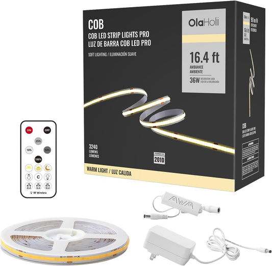16.4ft/32.8ft_COB_LED_Strip_Light_with_Remote,_2700K-6500K_Dimmable_Bright_Warm_White_Led_COB_Strip_Light,_White_Continuous_Led_Strip_Light_for_Mirror,_Stair,_Cabinet,_Room