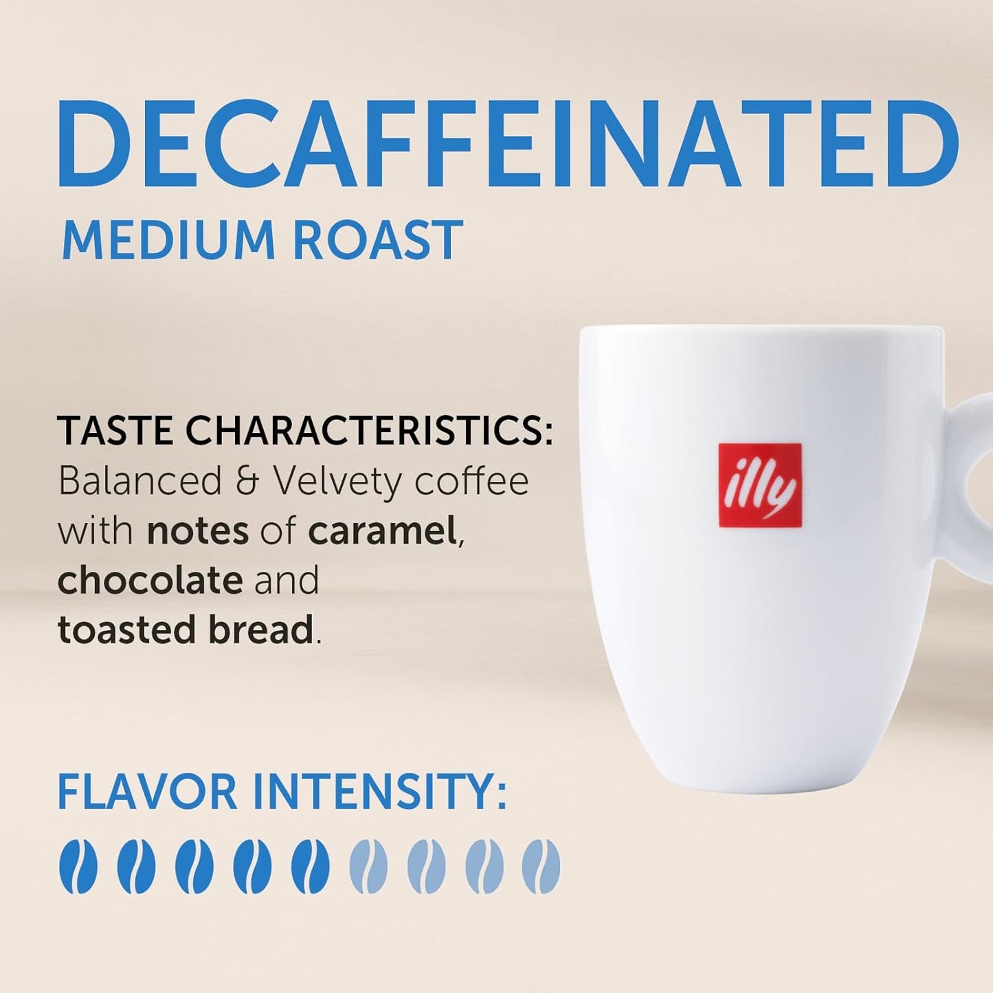 Illy_Coffee_K_Cups_-_Pods_For_Keurig_Machines_–_Classico_Decaf_Roast_–_Notes_of_Caramel_-_Mild,_Flavorful_&_Balanced_Flavor_-_No_Preservatives_–_10_Count