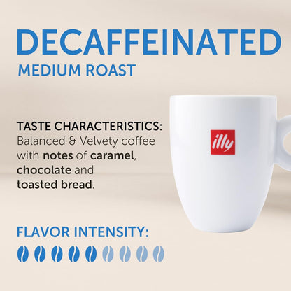 Illy_Coffee_K_Cups_-_Pods_For_Keurig_Machines_–_Classico_Decaf_Roast_–_Notes_of_Caramel_-_Mild,_Flavorful_&_Balanced_Flavor_-_No_Preservatives_–_10_Count