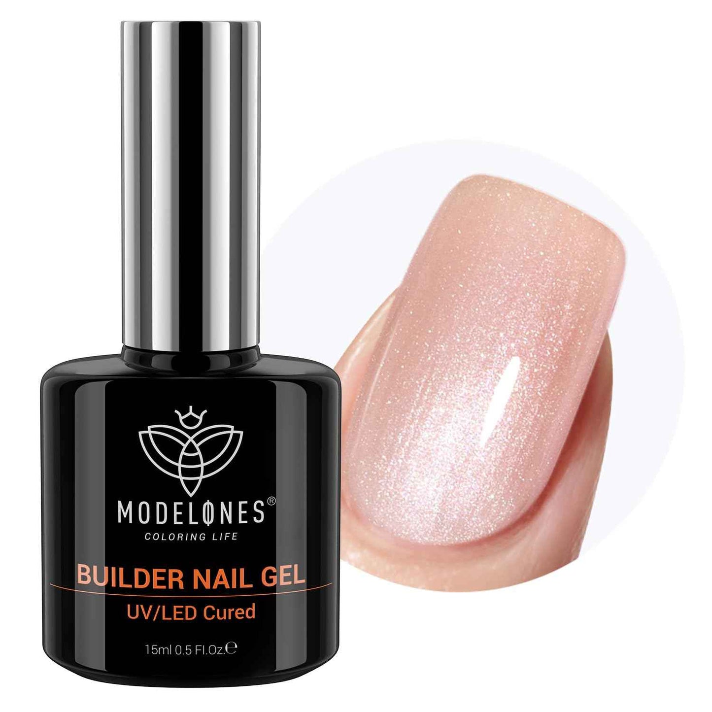 modelones Builder Nail Gel, 7-in-One Clear Builder for Nails, LED Lamp Cured Color Rubber Base Gel Polish Coat Strengthener Thickening Extension Rhinestone Glue in a Bottle for DIY Home Salon Gifts