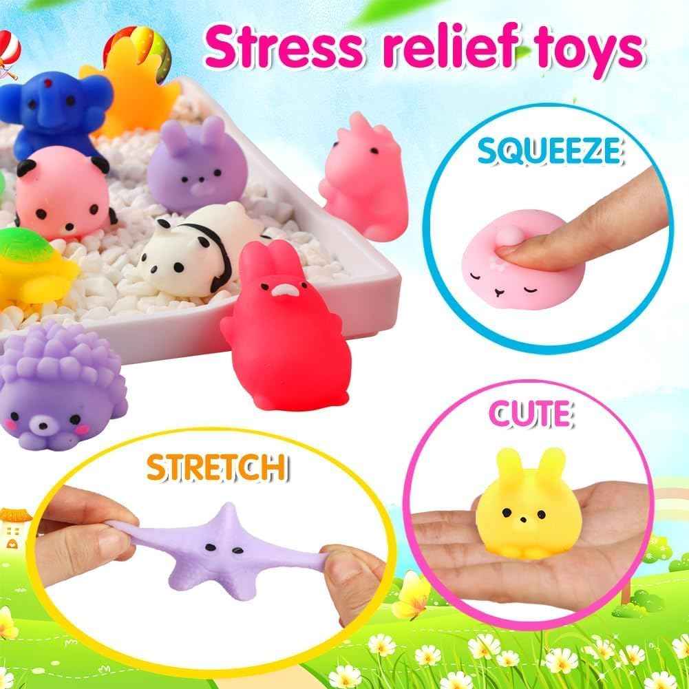 80Pcs Kawaii Squishy Mochi Toy Bulk - Party Favors for Kids Ages 4–8, Fidget Sensory