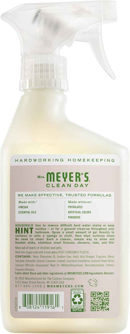 MRS. MEYER'S CLEAN DAY Vinegar Gel Cleaning Spray, Bathroom Use, No-Rinse Formula, Apple Blossom, 16 Fl Oz