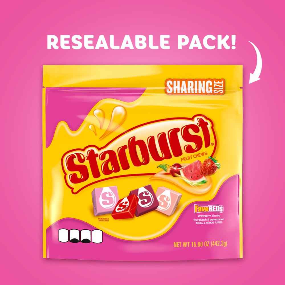 STARBURST FaveREDS Fruit Chews Candy, Chewy Candy, 15.6 oz Sharing Size Bag, Easter Basket Stuffers