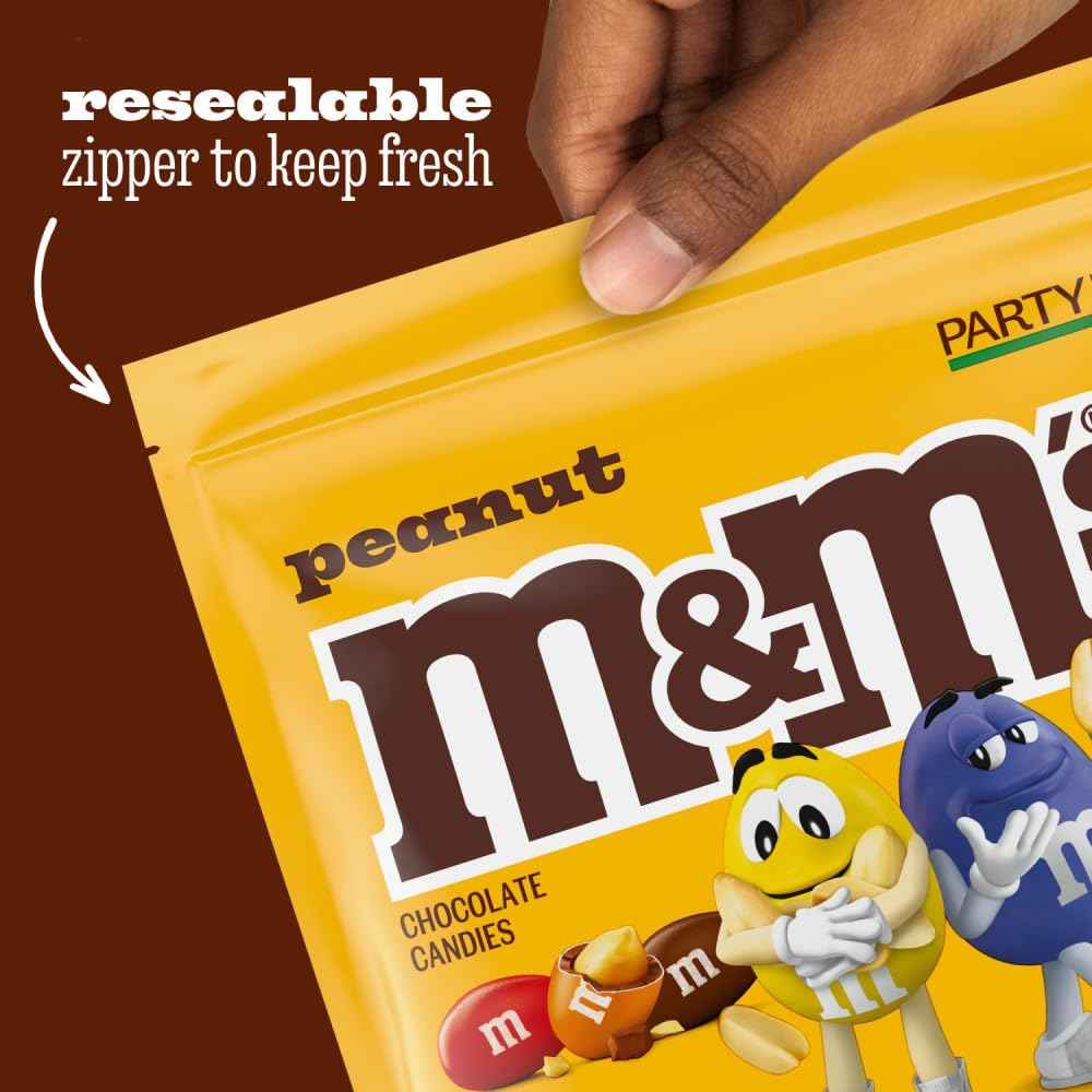 M&M'S Peanut Milk Chocolate Candy Bulk Pack, Party Size, 38 oz Bag, Easter Basket Stuffers