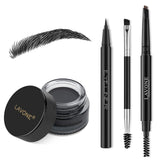 Eyebrow Stamp Pencil Kit for Eyebrows Makeup, with Waterproof Eyebrow Pencil, Eyeliner, Eyebrow Pomade, and Dual-ended Eyebrow Brush - Dark Brown