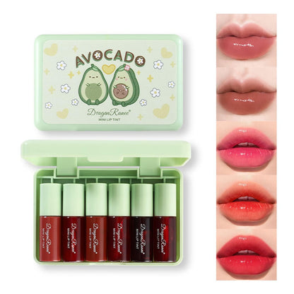 Minfei 6 Colors Lip Tint Stain Set, Korean Lip Gloss, Mini Liquid Lipstick, Lip Tint Set, Lip Stain Long Lasting Waterproof, Non-Stick Cup, High Pigment, Cute Stuff, Lip Makeup