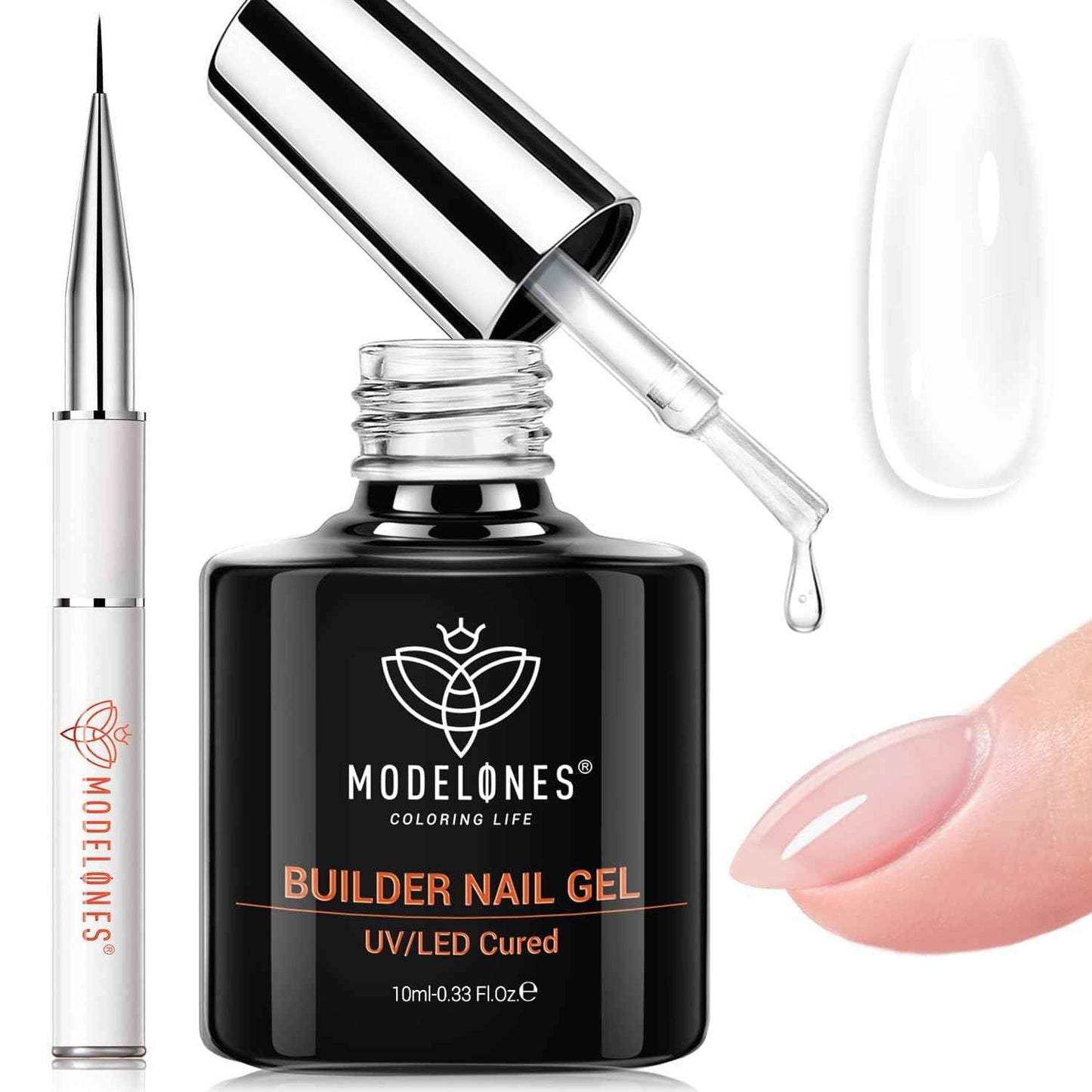modelones Gel Top Coat, 15 ml 2026 Upgrade Super Shiny Base and Top Coat Set, Soak Off Nail Lamp Acid Free No Wipe Clear Base Top Gel Nail Polish