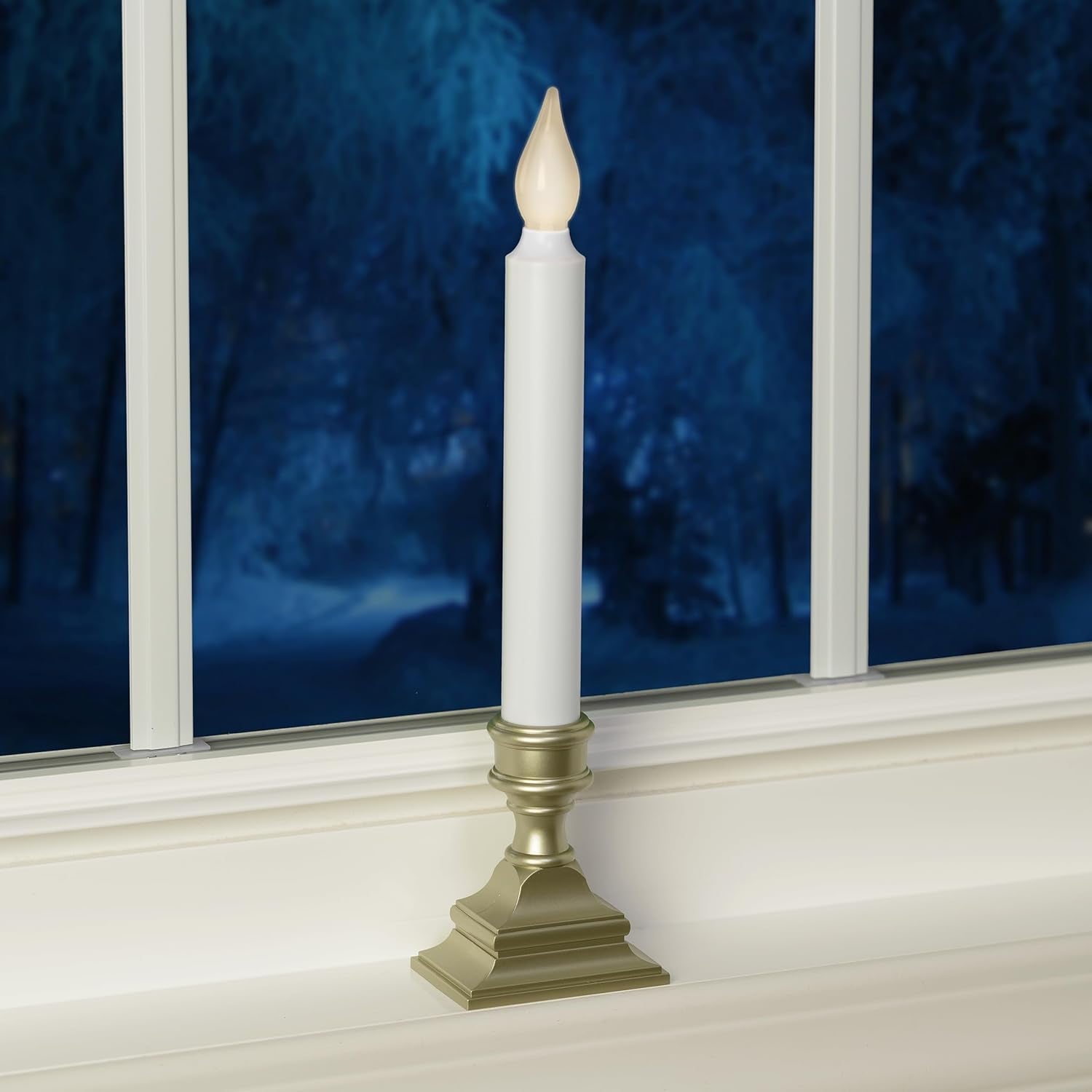 612 Vermont Battery Operated Window Candle with Timer – Shatterproof Bulb Safe for Nursery and Curtains