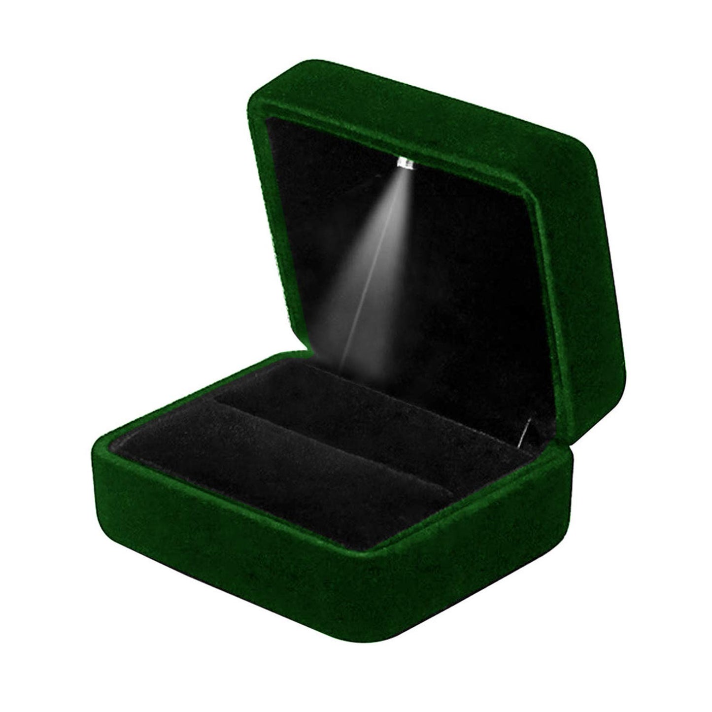 GBYAN Ring Box with LED Light Velvet Emerald Jewelry Box