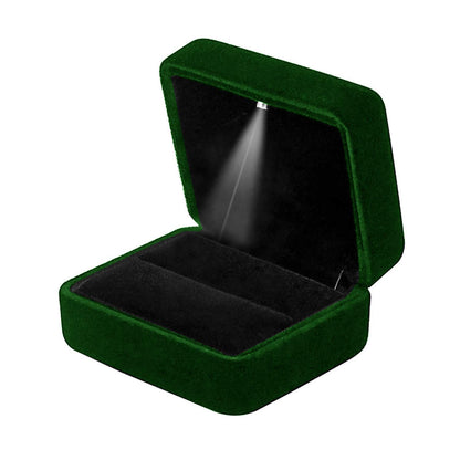 GBYAN Ring Box with LED Light Velvet Emerald Jewelry Box