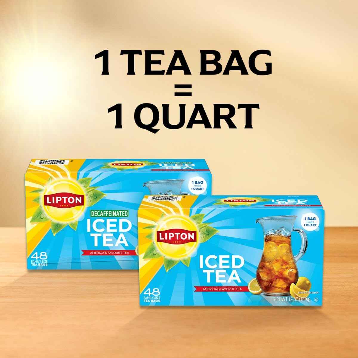 Lipton Unsweetened Iced Tea Bags, Family Size Zero Calories, 48 Tea Bags