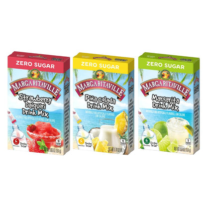 Margaritaville Singles To Go Drink Mix Ultimate Summer Variety Party Bundle Margarita, Pina Colada &amp;amp; Strawberry Daiquiri, (18 Piece Assortment)
