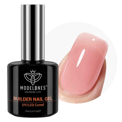 modelones Builder Nail Gel, 7-in-One Clear Builder for Nails, LED Lamp Cured Color Rubber Base Gel Polish Coat Strengthener Thickening Extension Rhinestone Glue in a Bottle for DIY Home Salon Gifts