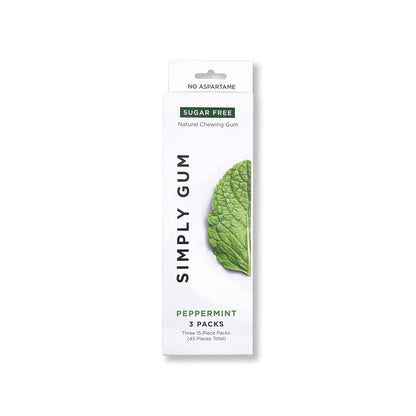 SIMPLY_Gum_|_Xylitol_Sugar_Free_Chewing_Gum_|_Peppermint_|_Pack_of_Three_(45_Pieces_Total)_|_Synthetic_Free_+_Sugar_Free_+_Aspartame_Free