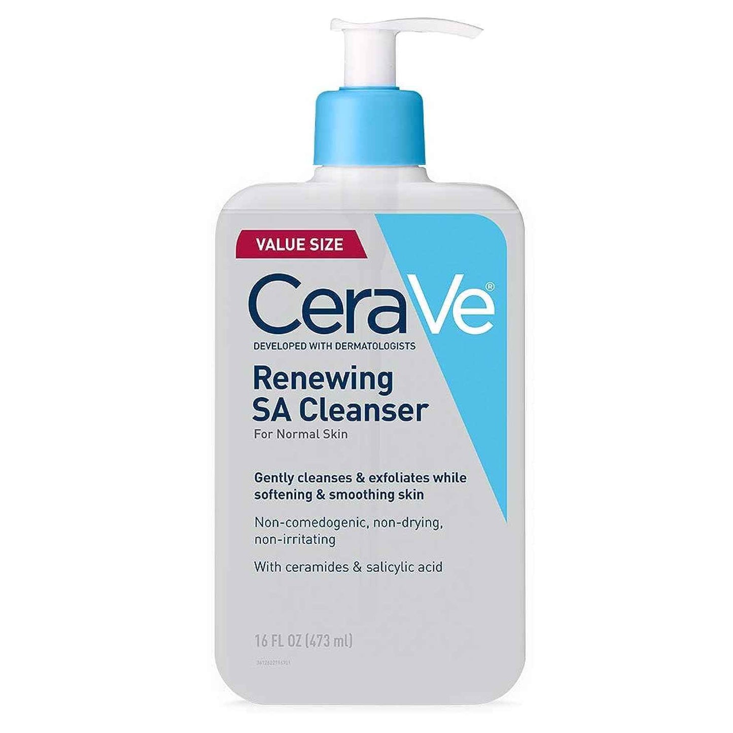 CeraVe Renewing Salicylic Acid Cleanser, Formulated With Hyaluronic Acid, Niacinamide, & Ceramides, Gentle BHA Exfoliating Face Wash Smoothes & Softens Skin, Non Comedogenic & Fragrance Free