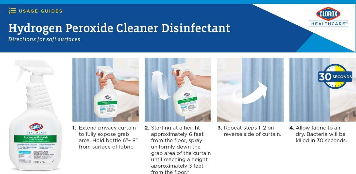 Clorox Healthcare Hydrogen Peroxide Cleaner Disinfectant, Bleach Free, 32 Fluid Ounces (Package May Vary)