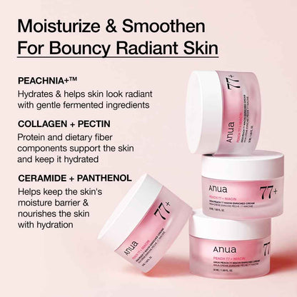 ANUA Peach Niacinamide Cream, Hydrating Face Moisturizer with Collagen, Vitamin B12, Ceramide & Panthenol, Barrier Repair for Dry Skin, Glowing Glass Skin, Korean Skincare, 1.69 fl.oz.