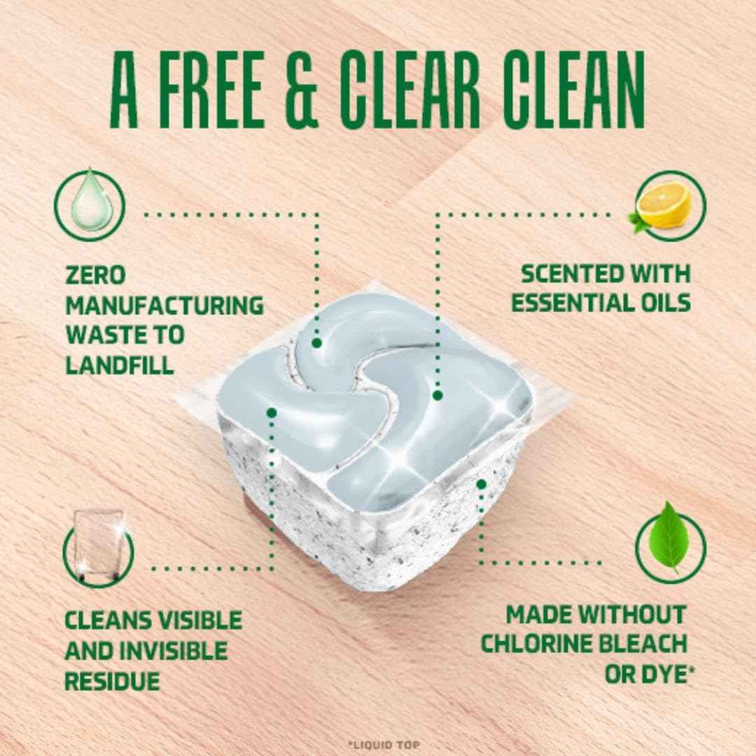 Cascade Free & Clear Dishwasher Pods, Dishwasher Detergent, Dish Detergent Soap, Lemon Essence