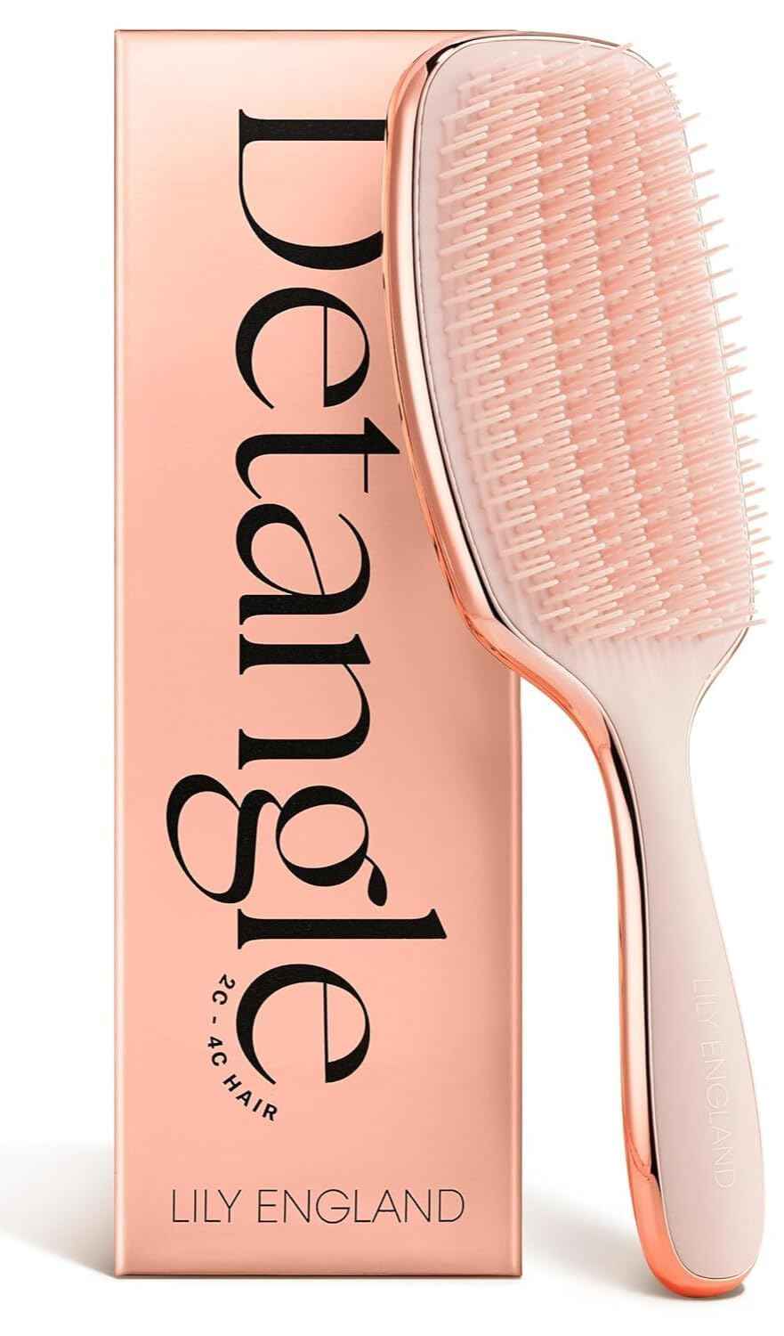 Lily England Detangling & Styling Brush - Pain-Free Brush for Curly Wet & Dry Hair With Flexible Bristles - Easy to Hold Brush for Women's 3c to 4c Curls