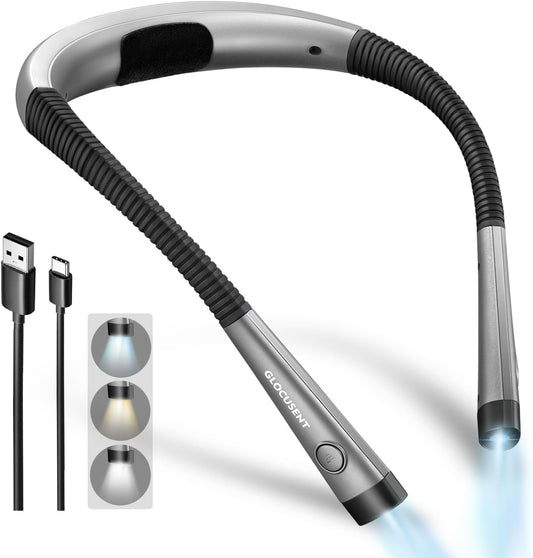 Glocusent_Book_Light,_3-Color_&_6-Brightness_Reading_Light,_Bendable_Neck_Light,_80-hr_Lasting_Rechargeable_Lamp,_Perfect_Book_Light_for_Reading_in_Bed,_Knitting,_Camping,_Repairing,_Book_Lovers_Gifts