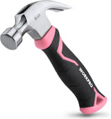 WORKPRO 8 oz Claw Hammer with Fiberglass Handle, All Purpose Hammer with Forged Hardened Steel Head, Pink Ribbon