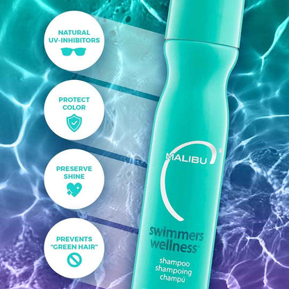 Malibu C Swimmers Wellness Shampoo - Protects Hair Against Chlorine Damage & Combats Brittle Hair - Swimmers Shampoo for Removing Pool Elements