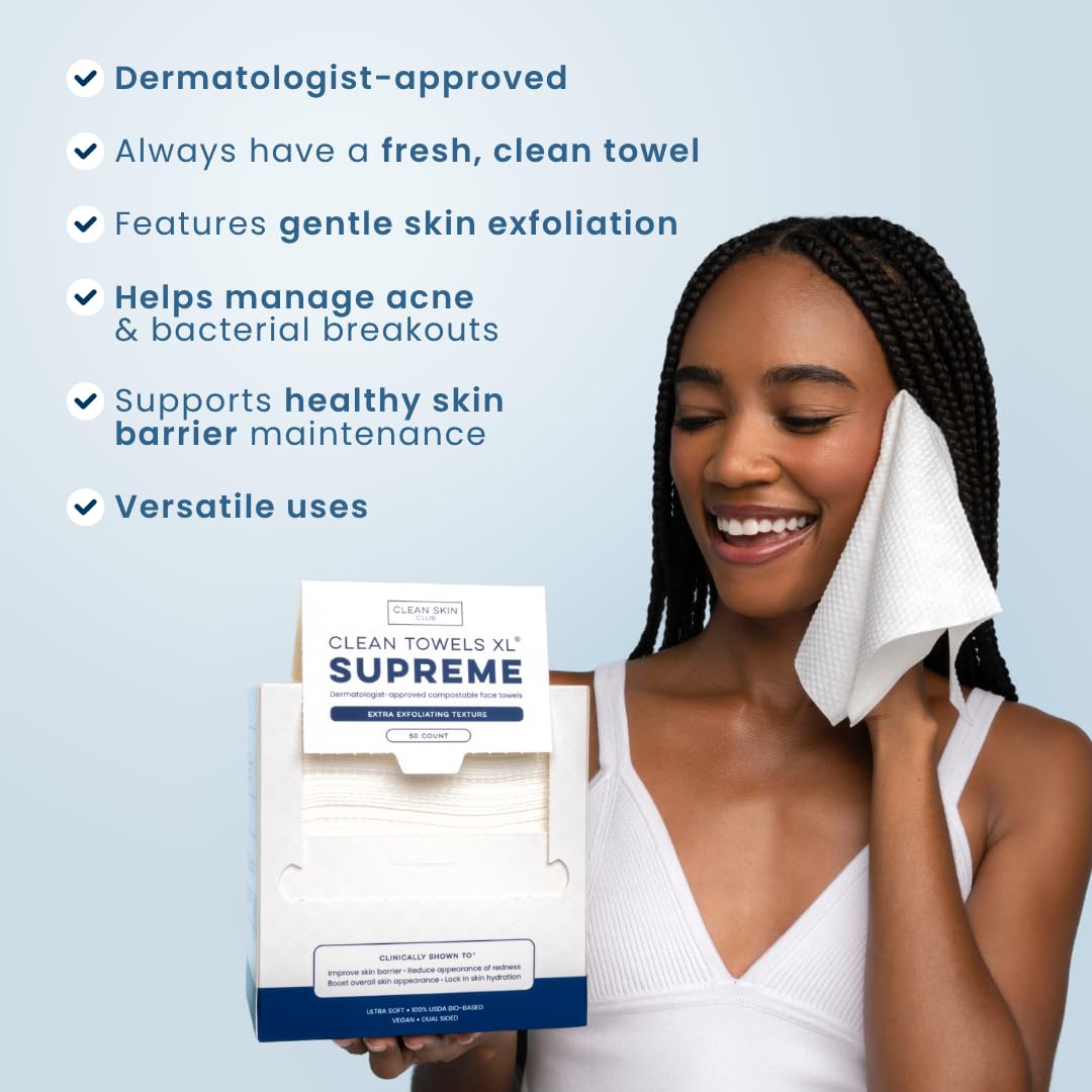 Clean_Skin_Club_Clean_Towels_XL®_Supreme,_100%_USDA_Biobased_Face_Towel,_Disposable_Face_Towelette,_Eczema_Association_Accepted,_Thicker_Textured_Dry_Wipes,_Ultra_Absorbent_&_Soft,_1_Pack,_50_Ct