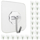 Self Adhesive Hooks Heavy Duty - 33lb Max, Transparent, Waterproof, Sticky Wall Hooks for Keys, Bathroom, Shower, Outdoor, Kitchen, Door, Home Improvement, Utility Hooks