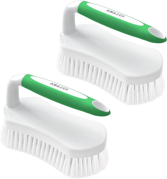Amazer_Scrub_Brush_for_Cleaning_Comfort_Grip_Shower_Scrubber_Stiff_Bristles_with_Handle_Heavy_Duty_Cleaner_Brush_for_Tub_Sink_Carpet_Floor_-_Pack_of_2_(Green+Green)