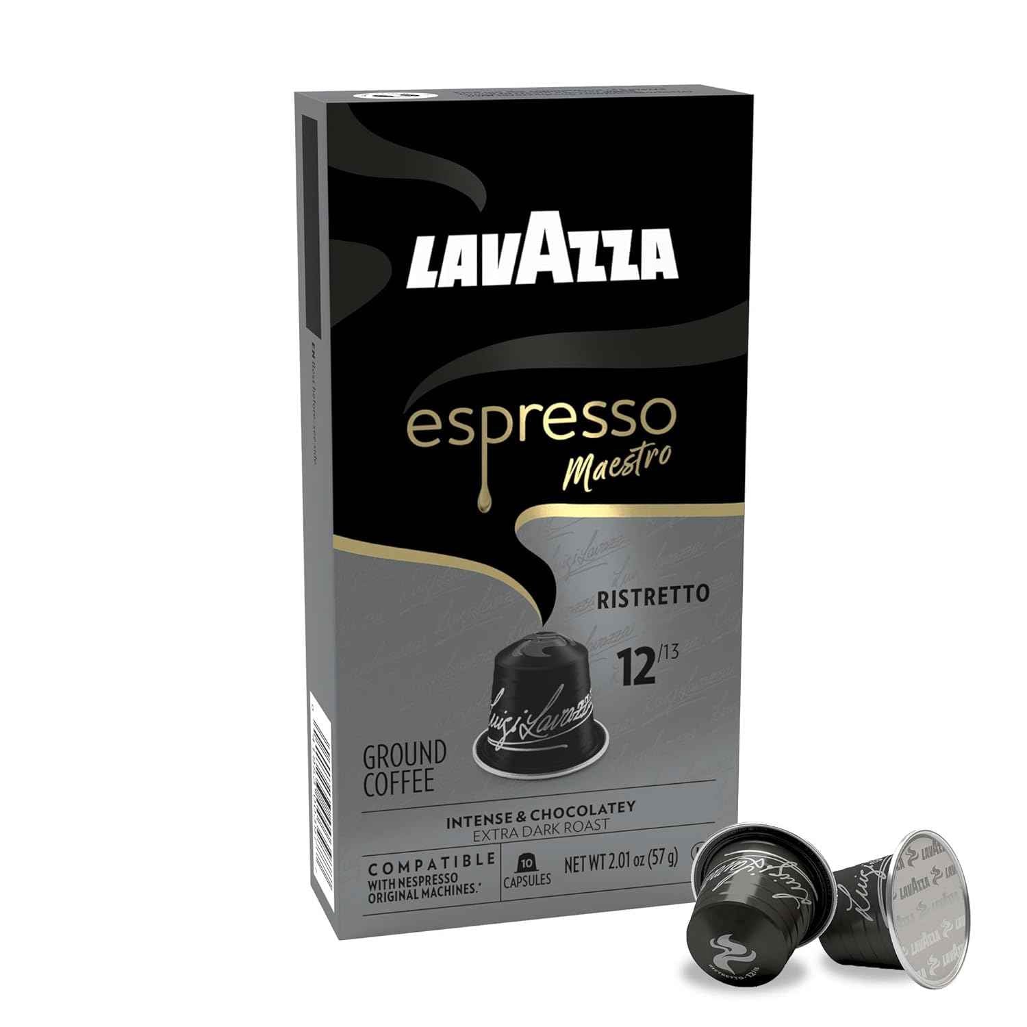 Lavazza Espresso Maestro Aluminum Capsules Compatible with Nespresso* Original Machines, Dark Espresso Roast, Arabica and Robusta Blend