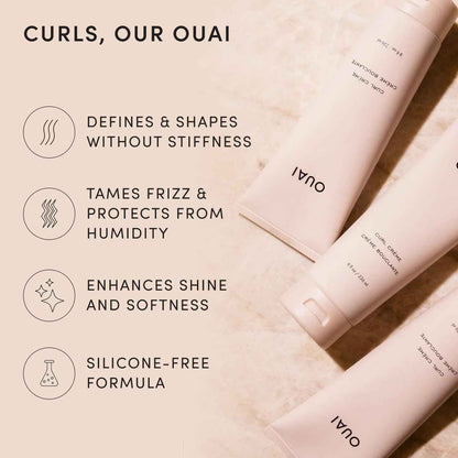 OUAI Curl Cream - Curl Defining Cream with Chia & Linseed Oil - Enhances Definition, Hydration & Shine - Tames Frizz & Protects from Humidity - Silicone-Free Curly Hair Products for Women