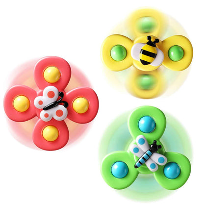 ALASOU 3PCS Suction Cup Spinner Toys for 1 2 Year Old Boy Girl Birthday Gift|Spinning Top Baby Bath Toy for Kids Ages 1-3|Sensory Airplane Travel Toy Easter Basket Stuffers for Toddlers Infant