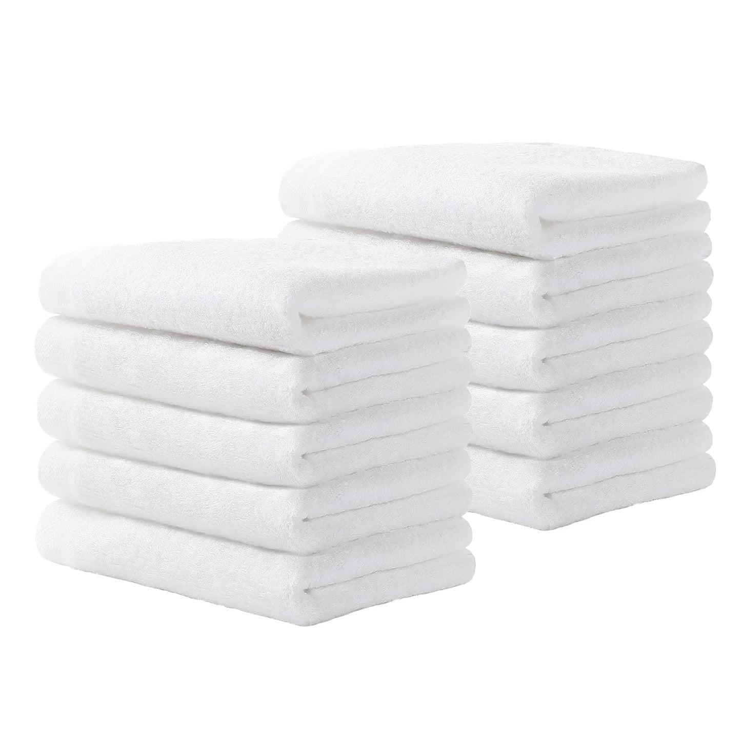 Yoofoss Luxury Washcloths Towel Set 10 Pack Baby Wash Cloth for Bathroom-Hotel-Spa-Kitchen Multi-Purpose Fingertip Towels &amp;amp; Face Cloths - White