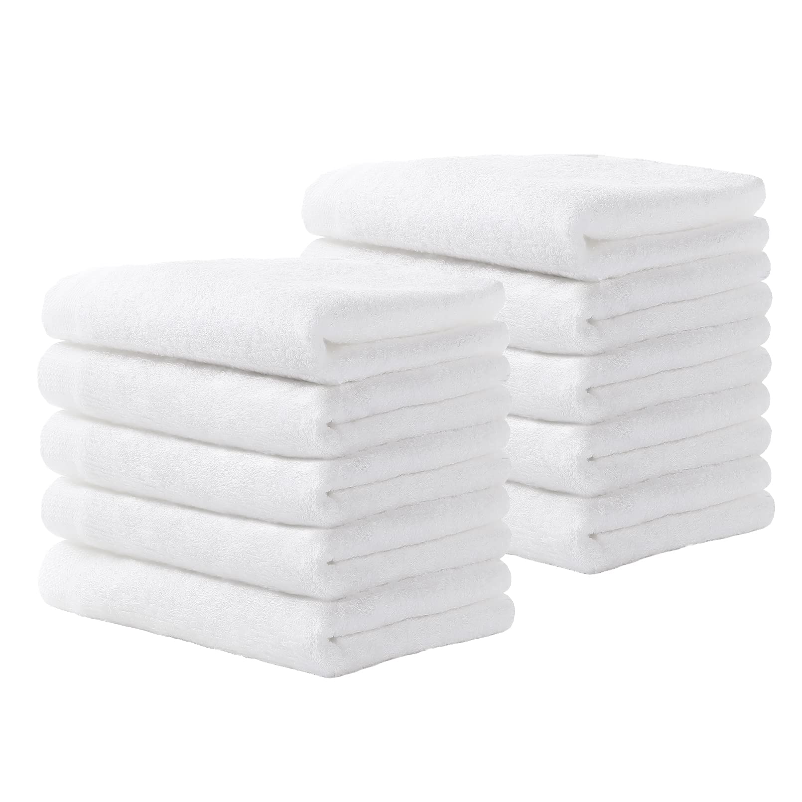 Yoofoss Luxury Washcloths Towel Set 10 Pack Baby Wash Cloth for Bathroom-Hotel-Spa-Kitchen Multi-Purpose Fingertip Towels &amp;amp; Face Cloths - White