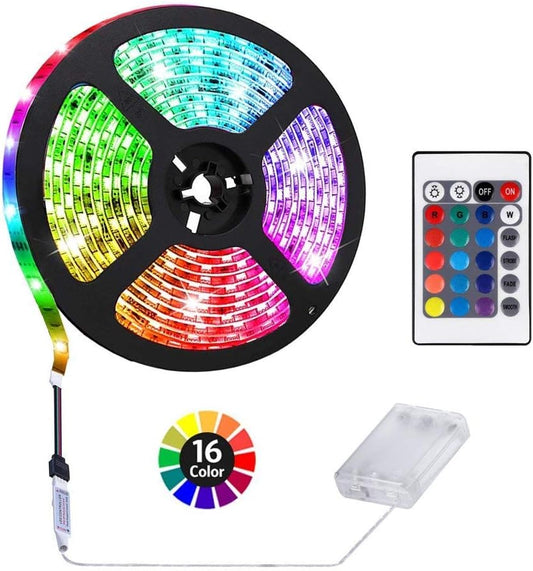 3.3FT/6.6_ft_Battery_Powered_LED_Strip_Lights,_Flexible_Color_Changing_RGB_LED_Light_Strip,_TV_Backlight_Background_Lighting
