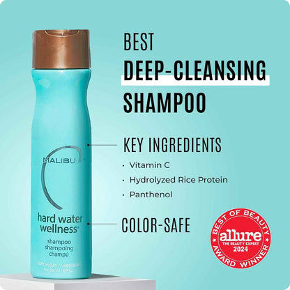 Malibu C Hard Water Wellness Remedy - Hard Water Shampoo, Conditioner & Hair Mask Packets for Removing Deposits and Impurities - Hydrating Hair Care Set (6 Ct)